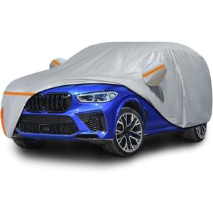 Car Cover for 2007-2025 BMW X5, Waterproof Custom-fit All Weather Sun Rain UV Dust Snow Protection Windproof Outdoor Car Cover with Door Zipper and Cotton Lining-Gray