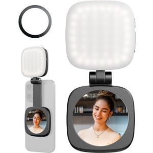 SmallRig Magnetic Selfie Light for iPhone, Phone Light with a Mirror, Instant Attachment for MagSafe, for Selfies, Video Conference, Vibe P48 Black