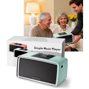 Large Button Simple Music Player for Seniors Elderly, Easy MP3 Player for Dementia, Alzheimer's & Visually Impaired, Audio Book Player with 32GB TF Card, One-Touch Play (Blue)