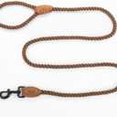 Mile High Life Dog Leash, Braided Cotton Rope Leashes with Leather Tip - Heavy Duty Metal Clasp, 4FT, 1/2" Thick - Wedding, Walking & Training Leash for Small Medium Large Dogs (Dark Brown)