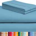 LuxClub Twin XL Sheets - Soft Twin Bed Sheets for Boys and Girls, 4 PC Deep Pockets 18" Eco Friendly Wrinkle Free Kids Fitted Sheets Machine Washable Hotel Bedding Silky Soft - Light Blue Twin XL