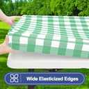Smiry Picnic Table Cloth 4 Pack, Waterproof Elastic Fitted Tablecloths for 6FT Rectangle Tables, Washable Polyester Buffalo Plaid Tablecloth for Camping& Outdoor (Sage Green & White, 30" x 72")
