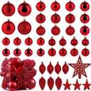 Christmas Ball Ornaments - 43pcs Shatterproof Christmas Tree Decorative Hanging Ornaments with Loop for Xmas Holiday Party Wreath Home Decoration, Red(Combo of 10 Ball and Shaped Styles)