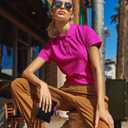 Small Wallet Women RFID Blocking Soft Leather Bifold Compact Card Holder Wallet for Women with Zipper Coin Pocket 4 ID Window (Colorblock - Black/Rose Red)