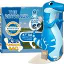 INFLATABLE DUDES Dinosaur Toy 47 Inches - Kids Punching Bag | Already Filled with Sand| Bop Bag | Blue Velociraptor| Punching Bag for Kids | Dinosaur Birthday Decorations | 3 White Balls Inside- (Vee)