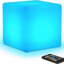 Mr.Go Rechargeable LED Color-Changing Light Cube 8", Dimmable Soothing Mood Lamp with Remote, 16 RGB Colors 4 Modes, Waterproof Cube Lights for Home Patio Party Accent Ambient Decorative Lighting