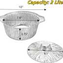 Frcctre 10 Pcs Disposable Aluminum Pot with LidS, Disposable 2 Liter Round Aluminum Foil Pan Food Container for Camping Vacation Trips Picnic Heating Cooking