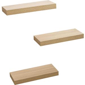 AHDECOR Floating Shelves, Wall Mounted Set of 3 Rustic Wooden Ledge Shelves Decorative for Bedroom, Office, Kitchen, Living Room - Sleek Design, Sturdy and Easy to Install
