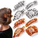 Obeoby 8 Pcs Flat Hair Clips for Women, 4 Types French Flat Claw Clips Hair Accessories Barrettes Large Medium (Tortoiseshell)