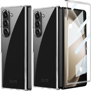 NINKI Compatible for Samsung Galaxy Z Fold 6 Clear Case with Built-in Screen Protective Transparent All-Round Camera Protective Shockproof Case for Samsung Galaxy Z Fold 6 Clear