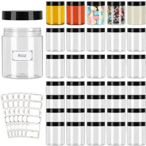 36 Pack Plastic Jars with Lids, Clear 8 oz Plastic Jars with Lids, 8oz Jar with Lid, Clear Containers for Cream, Lotion, Scrubs, Cosmetics