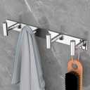 VAEHOLD 1PACK Hat and Coat Wall Mount Rack - 4 Hooks for Robes, Bags, Keys, and Towels - Bathroom Towel Hanger Organizer -Silvery