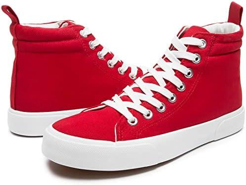 yageyan Womens High Top Canvas Sneakers Fashion Classic Shoes Comfortable White and Leopard Walking Shoes（red7）