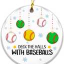 4 x Baseballs Ornament 2025  White Elephant Gift, Deck The Halls with Baseballs Ceramic Ornament  Holiday Tree Decoration for Baseball Players & Fans, Gag Gift & Stocking Stuffer