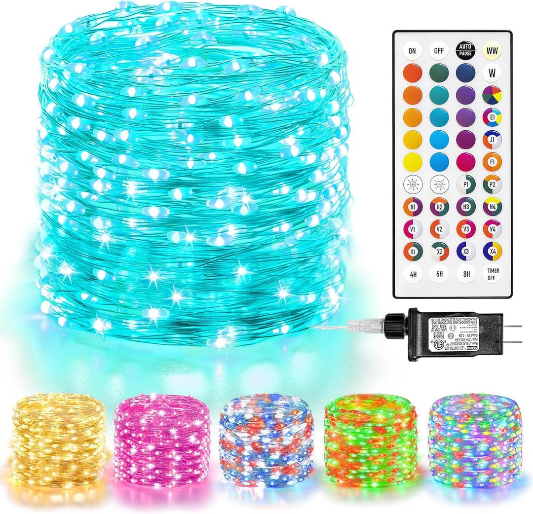 LitHome Led Christmas Fairy Lights Plug in, 200LED 66FT Color Changing Fairy Lights with Remote, 9 Modes Led Christmas Lights Indoor, Easter Pastel Fairy String Lights Twinkle for Party Easter Decor (RGB (Red, Green, Blue))