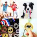 Honeydak Medal Shaped Flat Bottle Opener Winner Award Metal Wine Beer Gold Silver Copper Medal Trophy Opener with Neck Ribbon for Bar Bartender Men Kitchen Restaurant Party (Vintage)