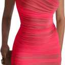 GOKATOSAU Women Sexy Summer Full Ruched Bodycon Mini Club Dress, Small