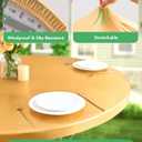 KeyWave Round Fitted Table Covers - 48-52 Inch Spandex Water-Resistant Tablecloth with Elastic, 2 Pack Circle Folding Table Cloths for Party Banquet Dining Room, Stamping Gold