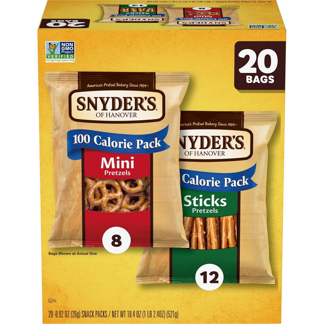 Snyder's of Hanover Variety Pack Pretzels, 20 Count 0.92 Oz (EXP 08/22/26)