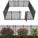 Decorative Garden Fence Metal Dog Fence Outdoor, 40in (H) x 36ft (L), 14 Panels + 2 Gates, Heavy Duty Garden Fencing Animal Barrier for Patio & Flower Bed, Black-Silver