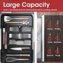 Aujen Silverware Organizer - Expandable Kitchen Drawer Organizer, Adjustable Utensil Organizer, Cutlery Tray for Forks, Knives, Multipurpose Kitchen Organizers and Storage Solution, Black, Medium