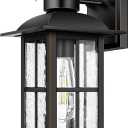 13in Motion Sensor Porch Light, Anti-Rust 100% Aluminum Dusk to Dawn Outdoor Light Fixtures, Exterior Wall Lantern Sconce Lighting Matte Black, Outside Lights for House Wall Mount for Entryway Garage (Black with Gold Trim)