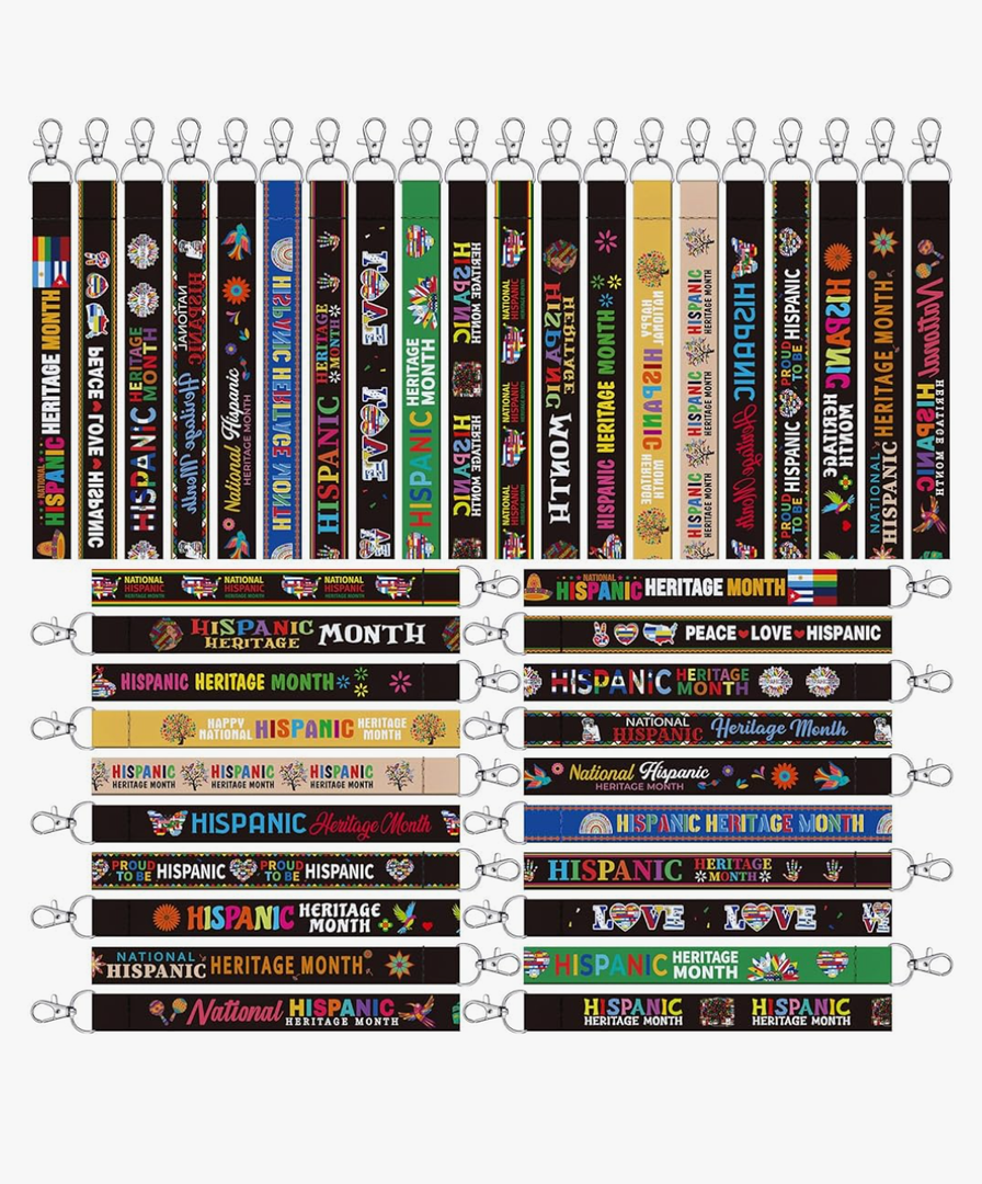 Vinsot 120 Pcs Hispanic Heritage Month Wristlet Keychains Bulk Celebrate National Bulk for Latin American Countries Favor