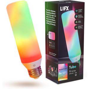 LIFX T10 LED Smart Light Bulbs E26, Color Changing Smart Tube Light, Tunable White, 52-Zone Multi-Color, Flame, Dimmable, Matter Compatible, Works with Apple HomeKit, Alexa & Google Home