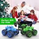 AUUGUU Remote Control Car, 2.4GHz Monster Trucks Toys with Light Spray, Birthday Gift for Kids 3 4 5 6 7 8, All Terrain RC Cars, Toddler Toys for Boys Girls 3+ Year Old (Dinosaur-Green)