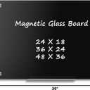 Black Dry Erase Board, 36" x 24" (3' x 2') Magnetic Large Black Glass Board Frameless Wall Mounted Glass Whiteboard for Office, School & Home with 1 Acrylic Pen Tray & 6 Strong Magnets