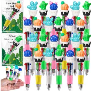 30 Sets End Of Year Cactus Multicolor Ballpoint Pens Gifts with Cards Exchange Gifts Bulk Teacher for Students Classroom Prizes Goodie Bags Stuffers Party Favors