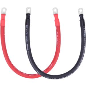 2 AWG Flexible Battery Cable with 5/16" Terminals - OFC Pure Copper Inverter & Welding Wire for Automotive Solar RV Motorcycle (Red + Black 1.5FT Pair)