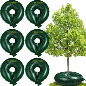 Foaincore 6 Pcs 20 Gallon Heavy Duty Tree Watering Ring PVC Drip Irrigation Deep Tree Root Watering Bag Round Trees Slow Release Water Pouch Planting Drip Irrigation Rings for Gardening Supply(Green)