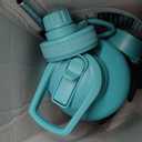 FAHRMOSIS 64 Oz Insulated Water Bottle with Strap Stainless Steel Sports Water Bottle with 3 Lids (Straw, Chug and Flip Lid) Leak Proof Metal Half Gallon Jug for Men & Women - Teal