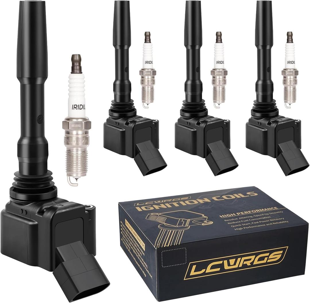 Ignition Coil Pack & Spark Plugs Fits for 1.8 2.0 L4 2014 2015 2016 2017 2018 2019 Volkswagen VW Passat Beetle Jetta GTI Golf Audi A3 S3 Spark Plugs Coils Replaces# UF771 06J905110G UF765