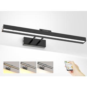 PESUTEN Picture Light Battery Operated, 16in Wireless Art Light for Paintings CCT Dimmable Recharging Battery Picture Light with Remote Control for Gallery Dartboard Art Bedroom Bathroom (Black)