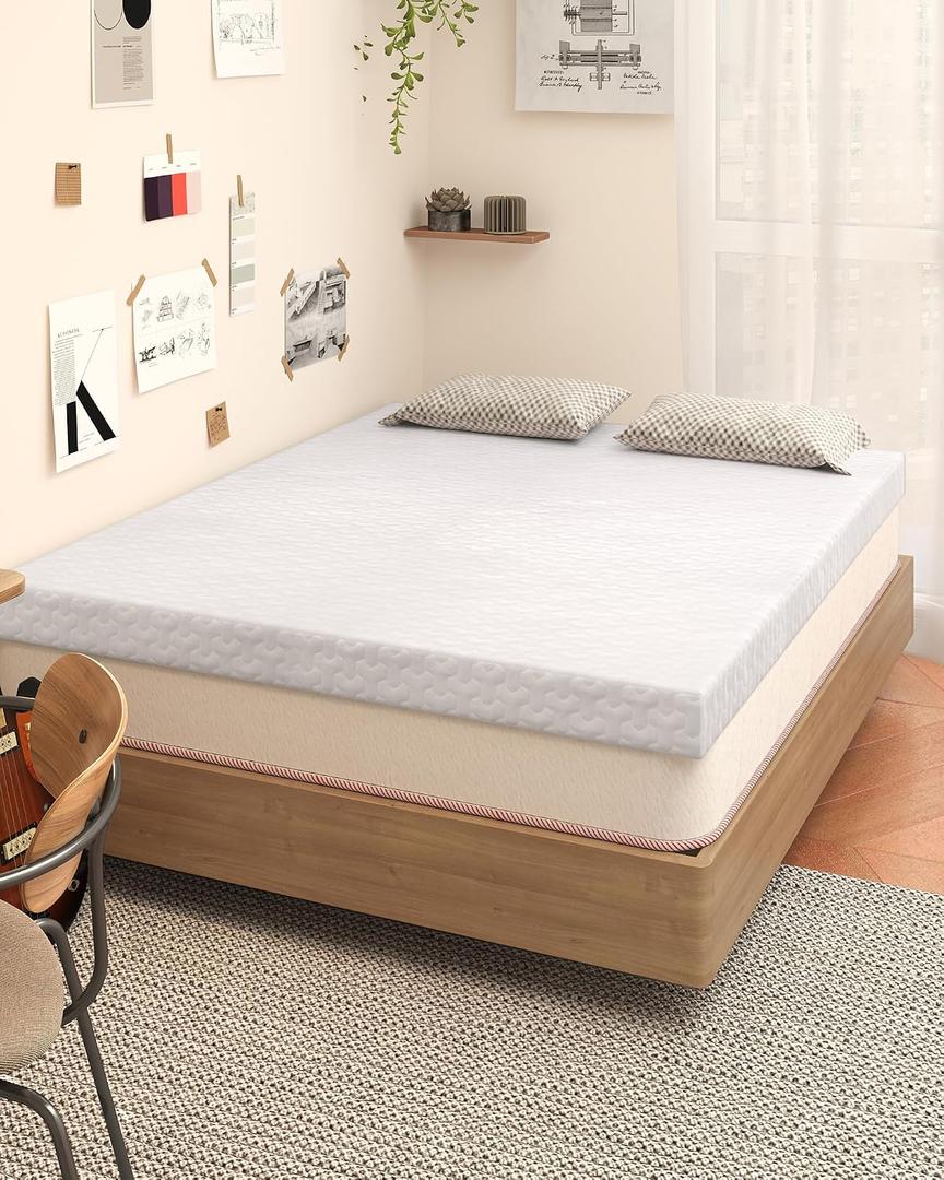 4 Inch Twin XL Mattress Topper, 40D High-Density Memory Foam Mattress Topper Twin Extra Long for Dorm Beds, 320GSM Bamboo Viscose Cover Non-Slip Washable College Bed Topper, Grey