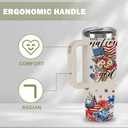 30oz Flag Tumbler With Handle & Straw - Patriotic Insulated Stainless Steel Cup For Travel & Tailgating - Leakproof American Themed Water Bottle For Men & Women