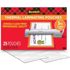 Scotch Thermal Laminating Pouches, Legal Size 11 x 17 Inches, 25 Pack Laminating Sheets, 3 Mil, Education Supplies & Craft Supplies, for Use with Thermal Laminators