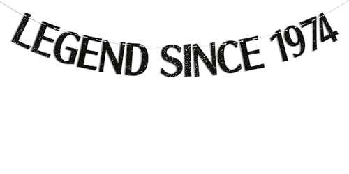 Pack of 10, Black Glitter Legend Since 1974 Banner, Happy 51st Birthday Decorations, 51 Years Blessed & Loved, Cheers to 51 Years Old Birthday Party Decorations for Men/Women