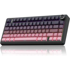 AULA F75 Pro Wireless Mechanical Keyboard, 75% Hot Swappable Custom Keyboard, RGB Backlit, Pre-lubed Reaper Switches, Side Printed PBT Keycaps Mechanical Gaming Keyboards, Pink & Black