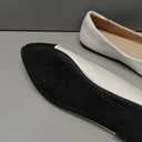 BABUDOG Women's Black Flats Shoes,White Dress Shoes for Women,Crimping Faux Suede Ballet Flats Comfortable 40/9