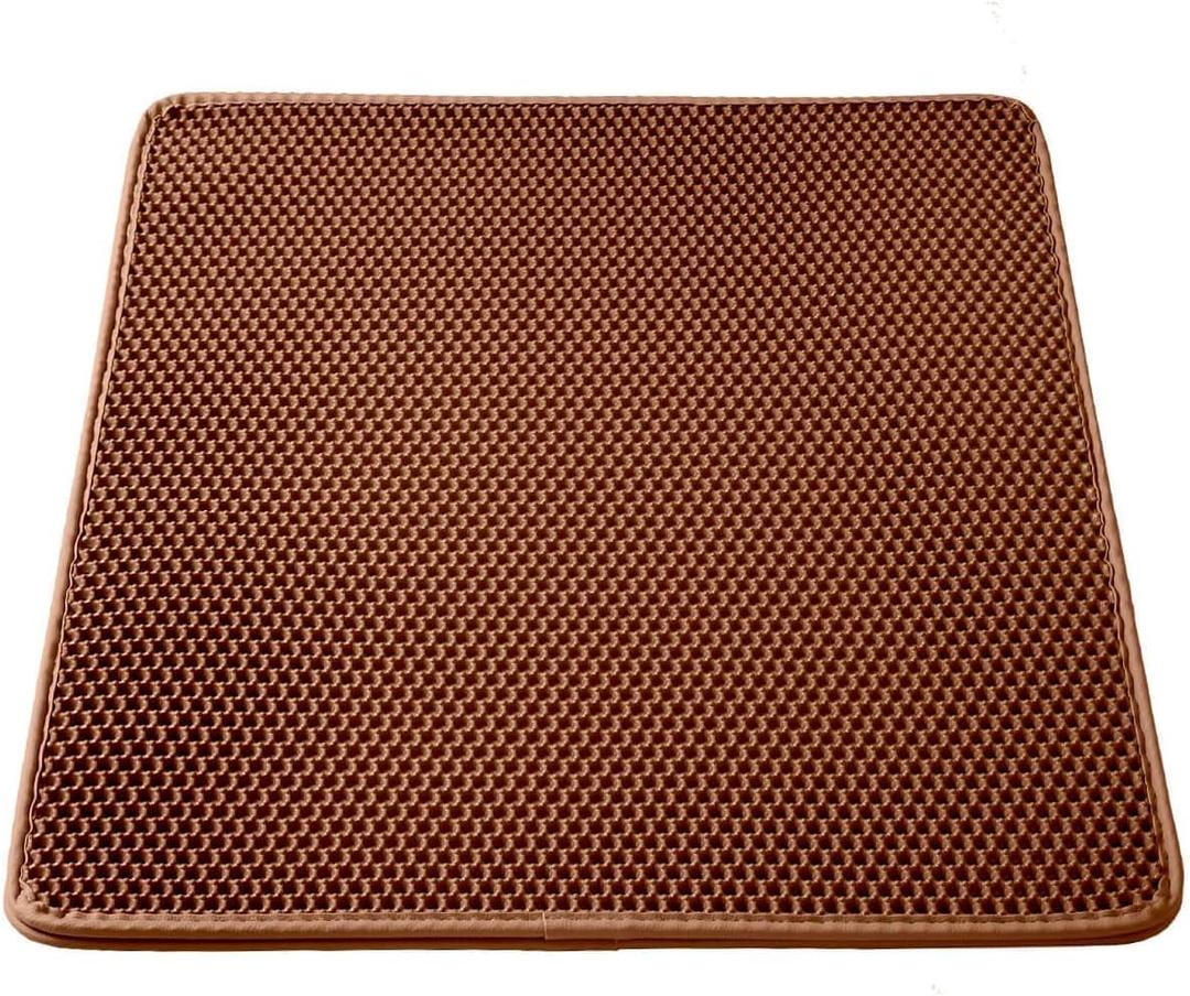 WePet Cat Litter Mat, Kitty Litter Trapping Mat, Honeycomb Double Layer Mats, No Phthalate, Urine Waterproof, Easy Clean, Scatter Control, Catcher Litter Tray Box Rug Carpet (#06 Brown)