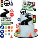 19Pcs Driver License Cake Topper New Driver Cake Decorations 16th 17th Birthday Cakes for Celebrating New Drivers for Birthday and Road Signs Theme Party Supplies