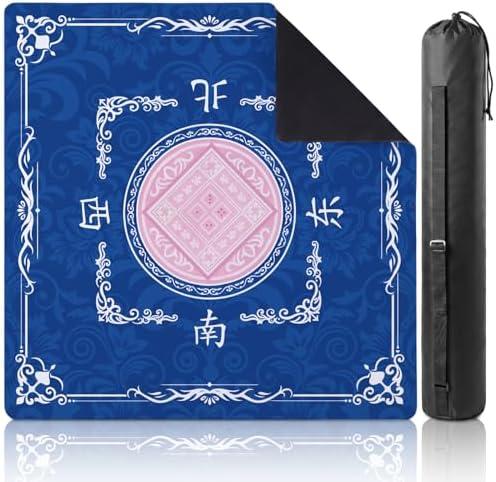 Thenshop Mahjong Mat Thickened Anti-Slip Game Mat with Drawstring Carrying Bag, 31.5" x 31.5" Waterproof Noise-reducing Table Cover for Mahjong, Poker, Card Games, Dominoes (Classic Style)