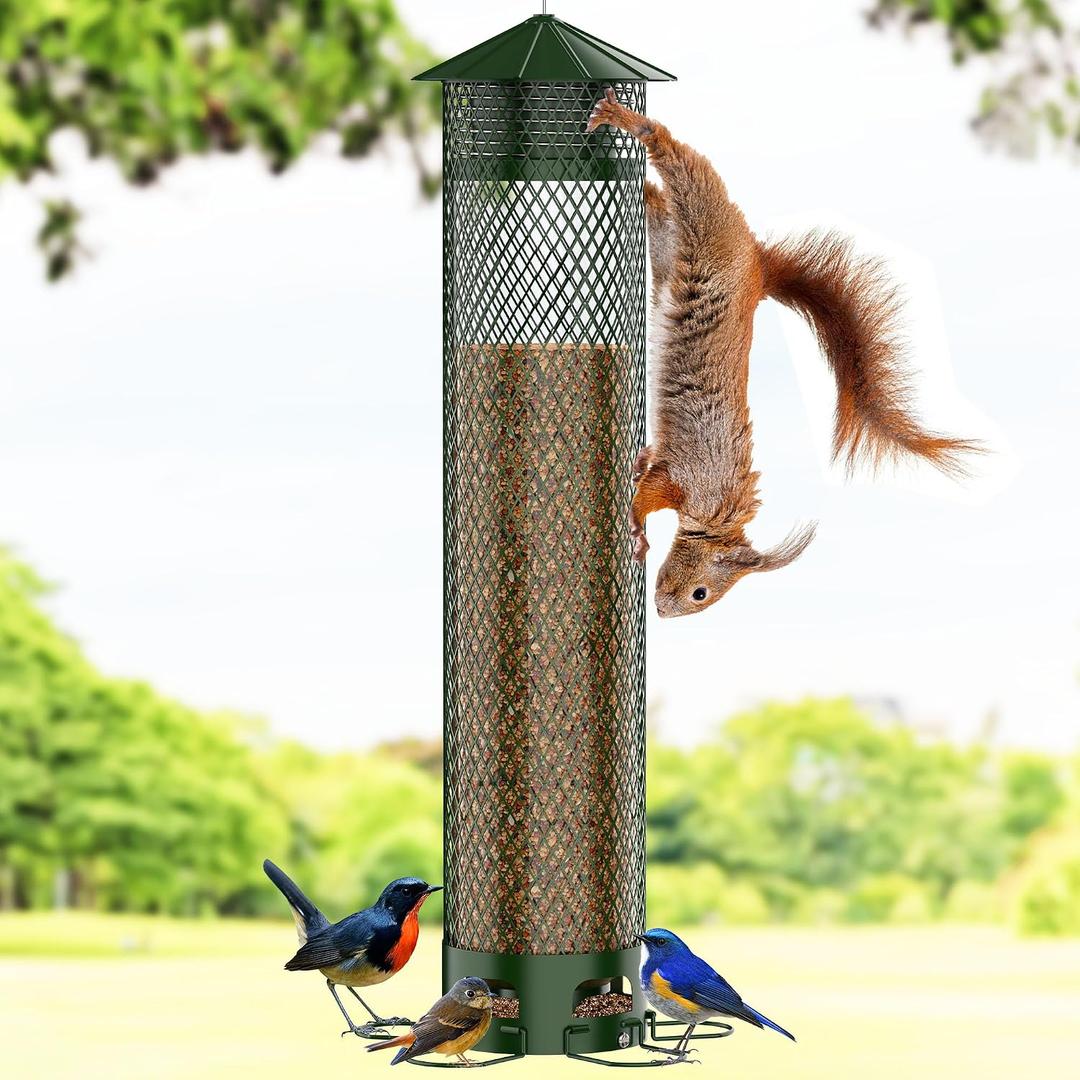 Metal Squirrel Proof Bird Feeders for Outdoors Hanging 5.5LB Lager Capacity