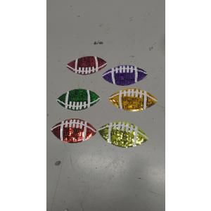 6 PCS Heart Football Iron On Patches, Sequins Football Embroidered Iron On Patches, Sew on Embroidered Applique Rugby Patches for Clothes, Jeans, Hats, T-Shirts, Backpacks, Etc