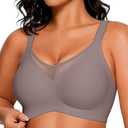 COCOMARTS Jelly Bras for Women No Underwire Push Up V Mesh Seamless Comfort Tshirt Bra Supportive Lift Bralette Everyday Bra (X-Large, Coffee)