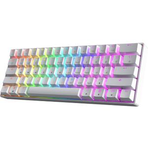 HK GAMING GK61 60% v3 | Hotswap Mechanical Gaming Keyboard | 61 Keys Multi Color RGB LED Backlit for PC/Mac Gamer | US Layout (White, Mechanical Red)
