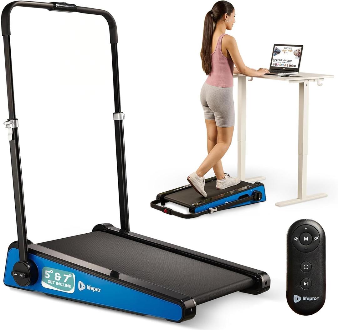 LifePro PacerMini Compact Walking Pad Treadmill with Incline Under Desk Walking Treadmill for Home Mini Apartment & Office Portable Low Profile Quiet Electric with Remote Control & LED Display